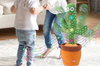 kids near a dancing cactus