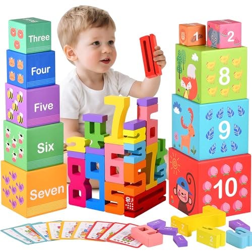 Wooden Number Building Blocks