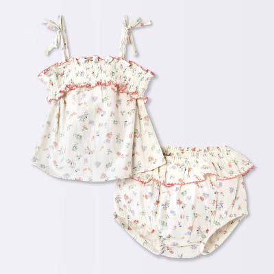 Cloud Island Baby Floral Smocked Set