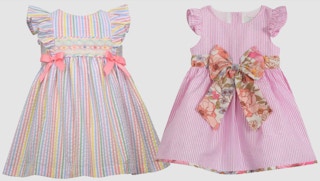 Collage of fancy pink baby dresses