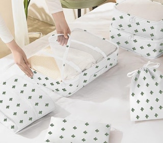 packing cubes with mini cactus on it being packed with clothes