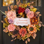Pre-Lit Fall Flower Wreath