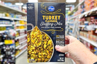 hand holding a box of kroger stuffing