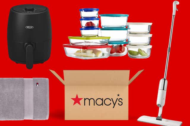 Macy's Big Home Sale: $22 Air Fryer, $70 5-Piece Luggage Set, $28 Pyrex card image