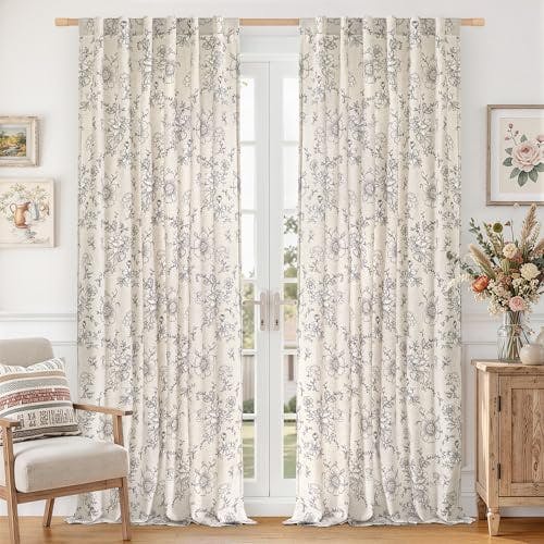 Vintage Floral Linen Curtains