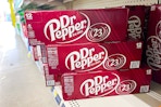 dr pepper 12-packs stacked on store shelf