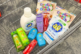 cvs shopping cart filled with items