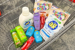 cvs shopping cart filled with items