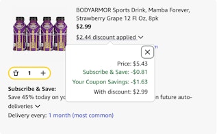 bodyarmor Amazon receipt