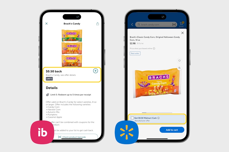 walmart cash program ibotta app screenshot for cash back offer