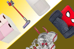 Brightoom storage, Dyson vacuum, T-Fal cookware, Spider-man chair