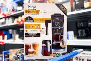 Ninja DualBrew Coffee system on a Walmart cart in front of the coffee area