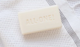 White bar soap on a white towel