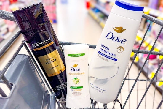 tresemme and dove products in a shopping cart