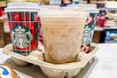 starbucks drinks in a carrier 