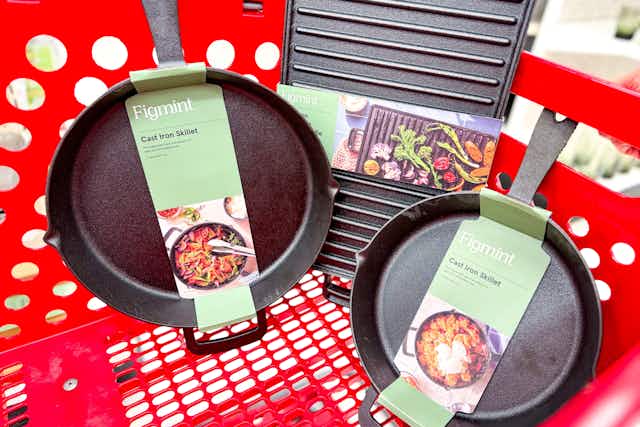 Get a Figmint Cast Iron Skillet for $14 and a $17 Reversible Griddle at Target card image