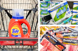 detergent paper towels bacon collage