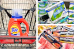 detergent paper towels bacon collage
