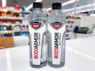 two bottles of water on store counter