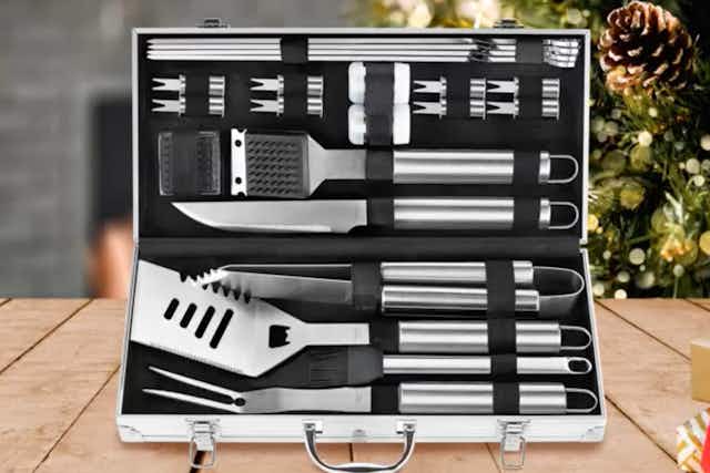 Heavy Duty 22-Piece BBQ Accessories Set, Just $22.99 on Amazon card image