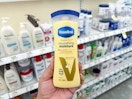 hand holding vaseline lotion in walgreens