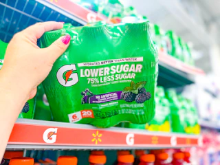 Gatorade Lower Sugar 6-pack being pulled off Walmart shelf