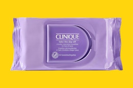 clinique makeup removers on a yellow background