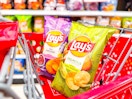 2 lay's chip bags sitting in a target cart