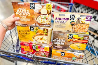 cart full of soups at sams club