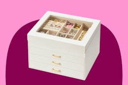 Glass-Top Jewelry Box With Drawers, Now $17.99 on Amazon card image