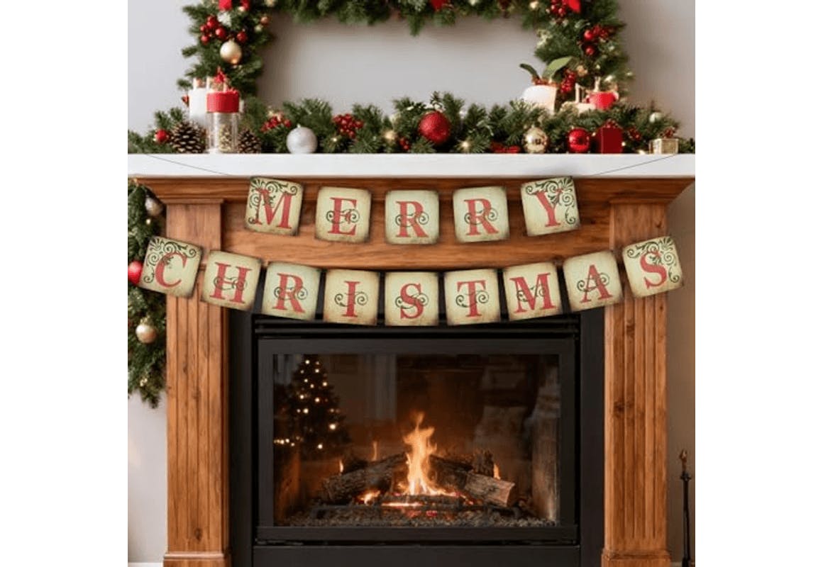 Vintage Merry Christmas Garland