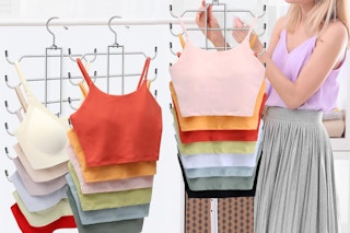 woman hanging up her clothes