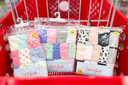 cat & jack underwear sitting in a target cart
