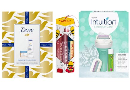 2 Burt's Bees, 2 Dove, and 2 Schick Gift Sets