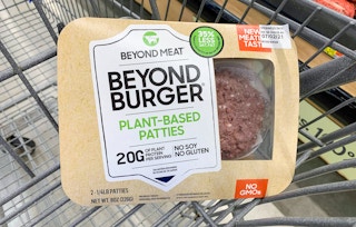 beyond burger patties in a cart
