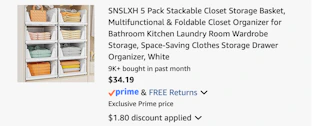 storage basket Amazon receipt