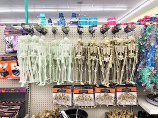 halloween decor on display at dollar tree
