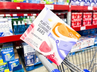 dove plant milk bar soap on a sams club cart