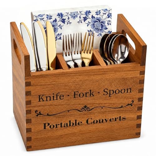Portable Acacia Wood Utensil Holder