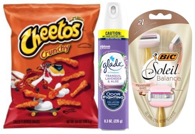 9 Glade, Bic, and Cheetos Items