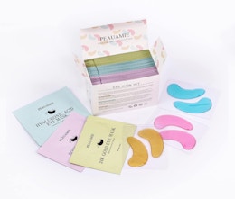 colorful under-eye patches next to a box