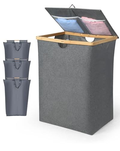 3-Section Laundry Hamper With Lid