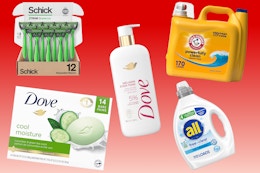 Save Big on Household Essentials on Amazon: Dove, Schick, Arm & Hammer, and More card image