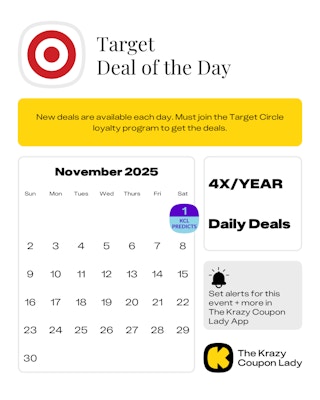 Calendar graphic of Target Deal of the Day predicted for November 1 2025