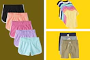 packs of kids' clothes in a collage 