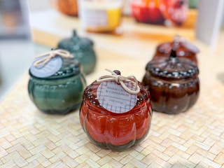 fall candles shaped like pumpkins at Target