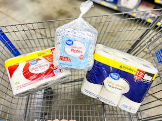 great value paper products in walmart cart