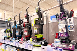 Vacuums on display at Walmart