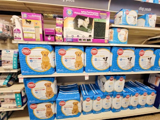 dog pads display at petsmart
