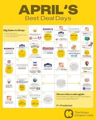 april calendar of the best deals this month